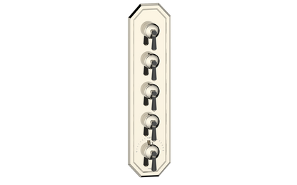 Vogt Carinthia 3/4" High-Flow Thermostatic Valve Trim with 4 Stops in Polished Nickel & Matte Black with Round Handle – TM.C1.450.PB