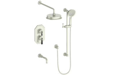 Vogt Carinthia 3-Way Thermostatic Shower System Trim in Brushed Nickel & Matte Black with Round Handle – TM.C11.320.310.BB