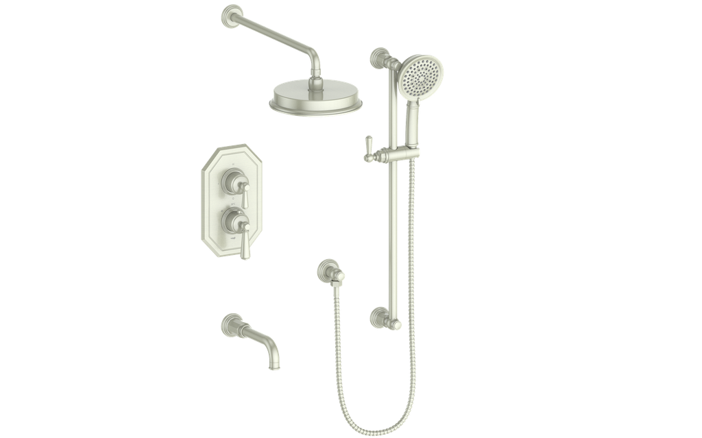 Vogt Carinthia 3-Way Thermostatic Shower System Trim in Brushed Nickel with Round Handle – TM.C11.320.310.BN