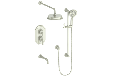 Vogt Carinthia 3-Way Thermostatic Shower System Trim in Brushed Nickel with Round Handle – TM.C11.320.310.BN