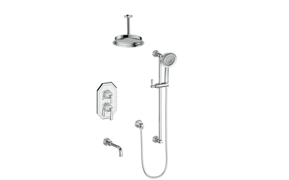 Vogt Carinthia 3-Way Thermostatic Shower System Trim, 6" Ceiling Arm, in Polished Chrome with Round Handle – TM.C11.320.316.CC
