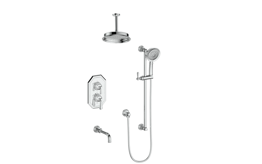 Vogt Carinthia 3-Way Thermostatic Shower System Trim, 6" Ceiling Arm, in Polished Chrome with Round Handle – TM.C11.320.316.CC