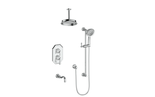 Vogt Carinthia 3-Way Thermostatic Shower System Trim, 6" Ceiling Arm, in Polished Chrome with Round Handle – TM.C12.320.316.CC