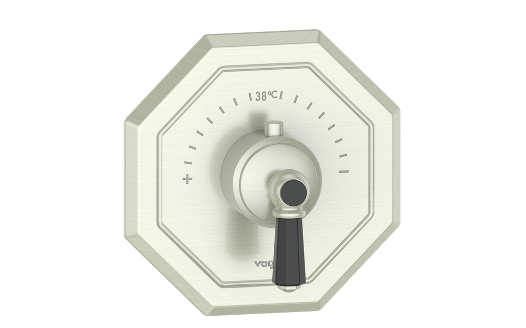 Vogt Carinthia 3/4" High-Flow Thermostatic Valve Trim in Brushed Nickel & Matte Black with Octagonal Handle – TM.C2.150.BB