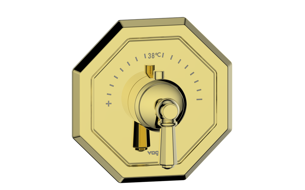 Vogt Carinthia 3/4" High-Flow Thermostatic Valve Trim in Brushed Gold with Octagonal Handle – TM.C2.150.BG