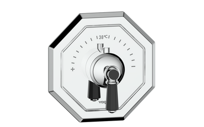 Vogt Carinthia 3/4" High-Flow Thermostatic Valve Trim in Chrome & Matte Black with Octagonal Handle – TM.C2.150.CB