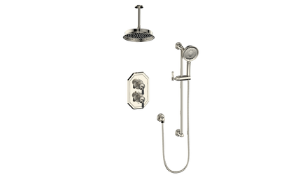 Vogt Carinthia 2-Way Thermostatic Shower System Trim in Polished Nickel & Matte Black with Octagonal Handle – TM.C2.220.216.PB