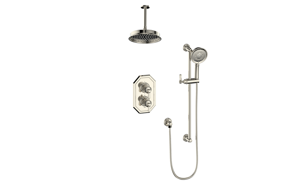 Vogt Carinthia 2-Way Thermostatic Shower System Trim in Polished Nickel with Octagonal Handle – TM.C2.220.216.PN