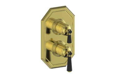 Vogt Carinthia 2-Way Thermostatic Valve Trim in Brushed Gold & Matte Black with Octagonal Handle – TM.C2.220.BGB
