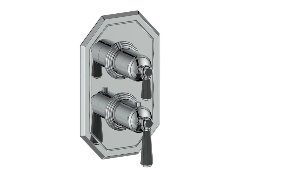 Vogt Carinthia 2-Way Thermostatic Valve Trim in Chrome & Matte Black with Octagonal Handle – TM.C2.220.CB