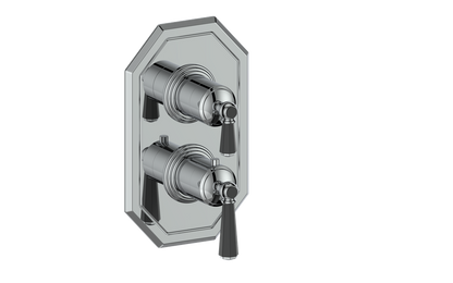 Vogt Carinthia 2-Way Thermostatic Valve Trim in Chrome & Matte Black with Octagonal Handle – TM.C2.220.CB