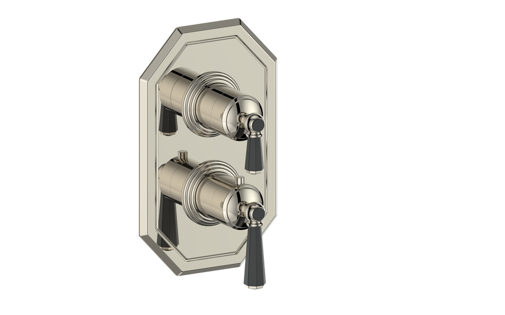 Vogt Carinthia 2-Way Thermostatic Valve Trim in Polished Nickel & Matte Black with Octagonal Handle – TM.C2.220.PB