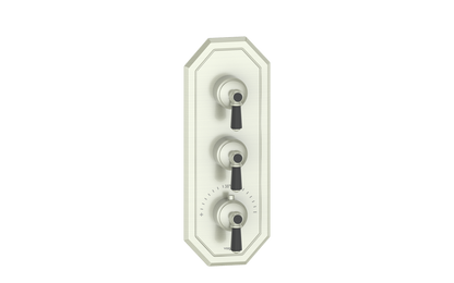 Vogt Carinthia 3/4" High-Flow Thermostatic Valve Trim with 2 Stops in Brushed Nickel & Matte Black with Octagonal Handle – TM.C2.250.BB