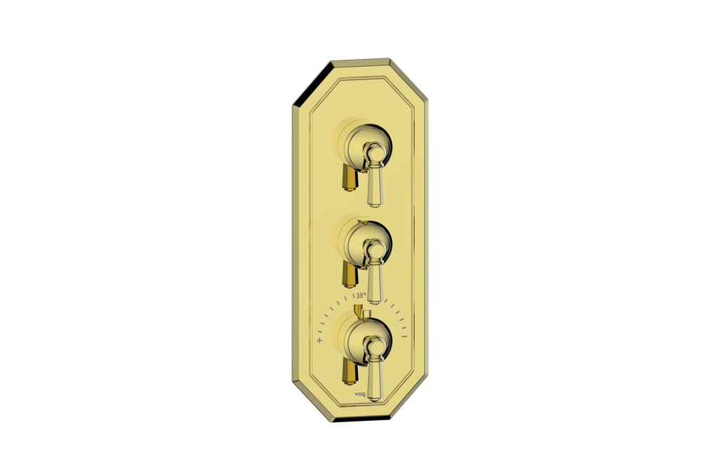 Vogt Carinthia 3/4" High-Flow Thermostatic Valve Trim with 2 Stops in Brushed Gold with Octagonal Handle – TM.C2.250.BG