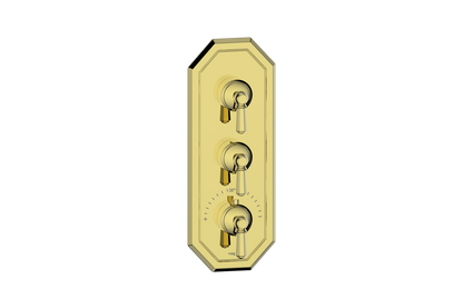 Vogt Carinthia 3/4" High-Flow Thermostatic Valve Trim with 2 Stops in Brushed Gold with Octagonal Handle – TM.C2.250.BG