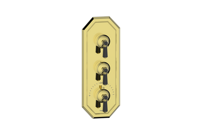 Vogt Carinthia 3/4" High-Flow Thermostatic Valve Trim with 2 Stops in Brushed Gold & Matte Black with Octagonal Handle – TM.C2.250.BGB