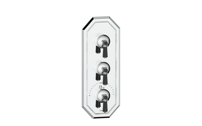 Vogt Carinthia 3/4" High-Flow Thermostatic Valve Trim with 2 Stops in Chrome & Matte Black with Octagonal Handle – TM.C2.250.CB