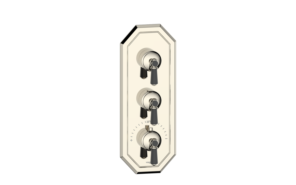 Vogt Carinthia 3/4" High-Flow Thermostatic Valve Trim with 2 Stops in Polished Nickel & Matte Black with Octagonal Handle – TM.C2.250.PB