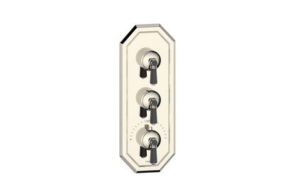 Vogt Carinthia 3/4" High-Flow Thermostatic Valve Trim with 2 Stops in Polished Nickel & Matte Black with Octagonal Handle – TM.C2.250.PB