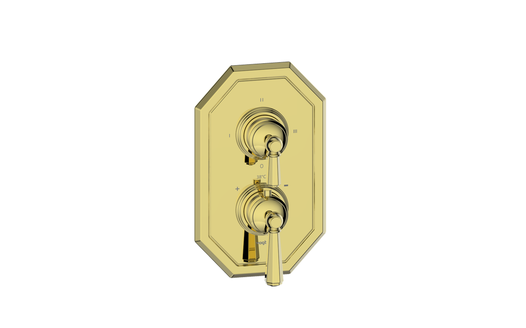 Vogt Carinthia 3-Way Thermostatic Valve Trim in Brushed Gold with Octagonal Handle – TM.C2.320.BG