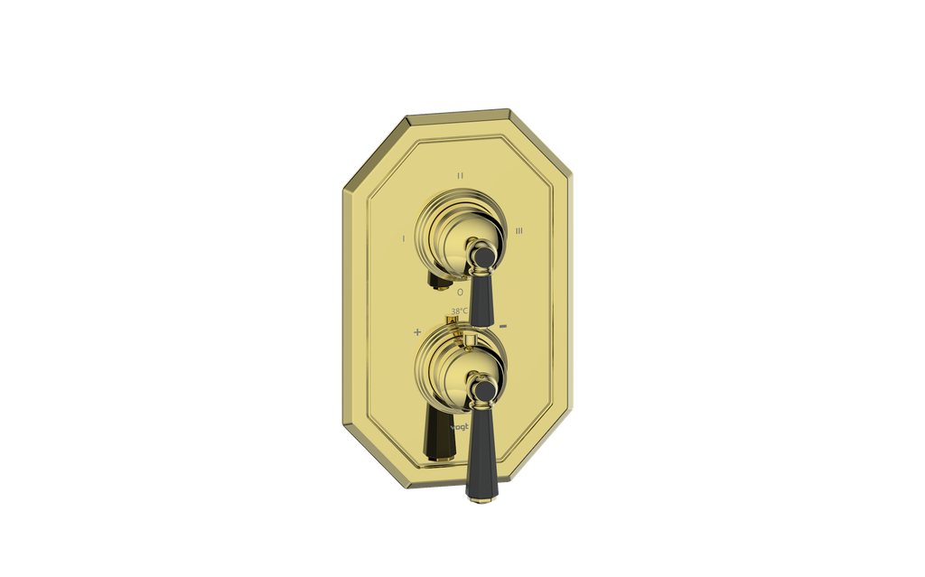 Vogt Carinthia 3-Way Thermostatic Valve Trim in Brushed Gold & Matte Black with Octagonal Handle – TM.C2.320.BGB