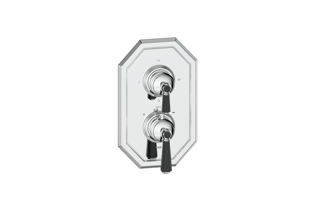 Vogt Carinthia 3-Way Thermostatic Valve Trim in Chrome & Matte Black with Octagonal Handle – TM.C2.320.CB