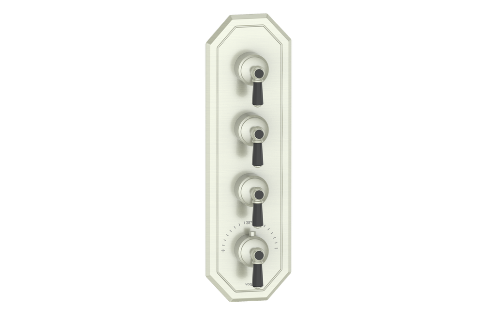 Vogt Carinthia 3/4" High-Flow Thermostatic Valve Trim with 3 Stops in Brushed Nickel & Matte Black with Octagonal Handle – TM.C2.350.BB