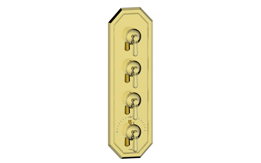 Vogt Carinthia 3/4" High-Flow Thermostatic Valve Trim with 3 Stops in Brushed Gold with Octagonal Handle – TM.C2.350.BG