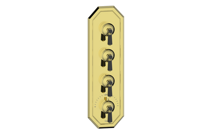 Vogt Carinthia 3/4" High-Flow Thermostatic Valve Trim with 3 Stops in Brushed Gold & Matte Black with Octagonal Handle – TM.C2.350.BGB