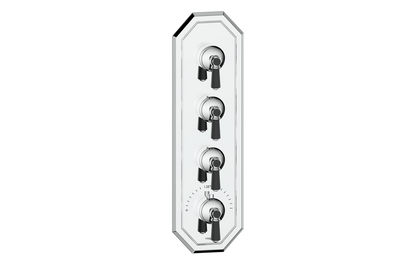 Vogt Carinthia 3/4" High-Flow Thermostatic Valve Trim with 3 Stops in Chrome & Matte Black with Octagonal Handle – TM.C2.350.CB