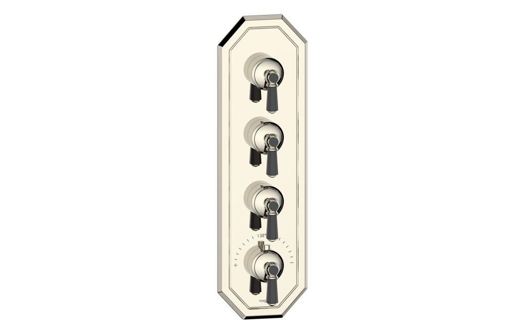Vogt Carinthia 3/4" High-Flow Thermostatic Valve Trim with 3 Stops in Polished Nickel & Matte Black with Octagonal Handle – TM.C2.350.PB