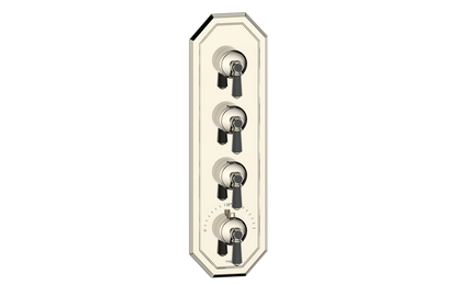 Vogt Carinthia 3/4" High-Flow Thermostatic Valve Trim with 3 Stops in Polished Nickel & Matte Black with Octagonal Handle – TM.C2.350.PB