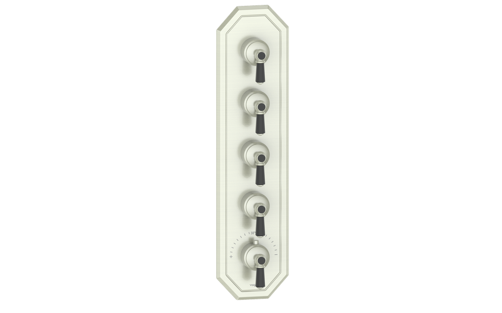 Vogt Carinthia 3/4" High-Flow Thermostatic Valve Trim with 4 Stops in Brushed Nickel & Matte Black with Octagonal Handle – TM.C2.450.BB