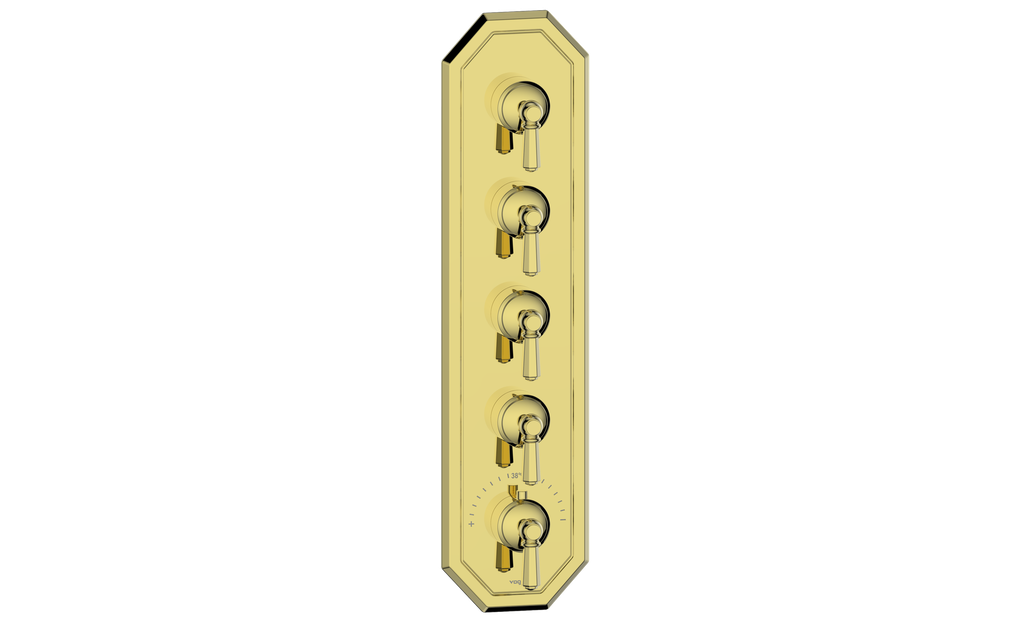 Vogt Carinthia 3/4" High-Flow Thermostatic Valve Trim with 4 Stops in Brushed Gold with Octagonal Handle – TM.C2.450.BG