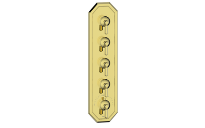 Vogt Carinthia 3/4" High-Flow Thermostatic Valve Trim with 4 Stops in Brushed Gold with Octagonal Handle – TM.C2.450.BG