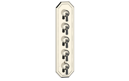 Vogt Carinthia 3/4" High-Flow Thermostatic Valve Trim with 4 Stops in Polished Nickel & Matte Black with Octagonal Handle – TM.C2.450.PB