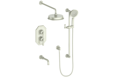 Vogt Carinthia 3-Way Thermostatic Shower System Trim in Brushed Nickel with Octagonal Handle – TM.C21.320.310.BN