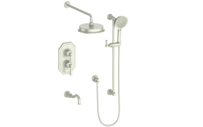 Vogt Carinthia 3-Way Thermostatic Shower System Trim in Brushed Nickel with Octagonal Handle – TM.C22.320.310.BN
