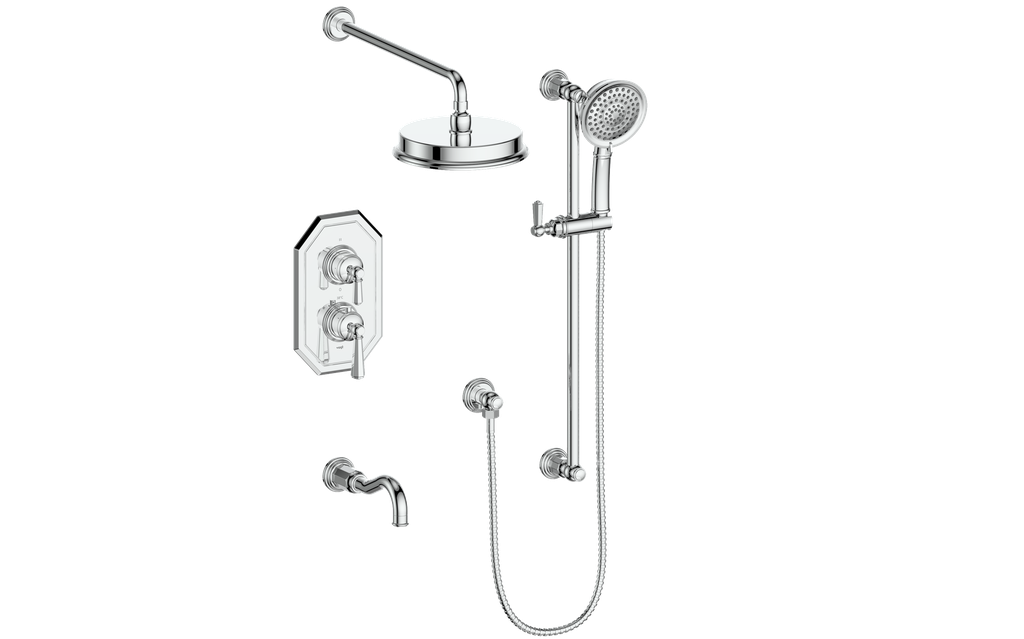 Vogt Carinthia 3-Way Thermostatic Shower System Trim in Polished Chrome with Octagonal Handle – TM.C22.320.310.CC