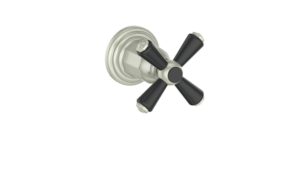Vogt Carinthia On/Off Volume Control Valve Trim in Brushed Nickel & Matte Black with Cross Handle – TM.C3.01.BB