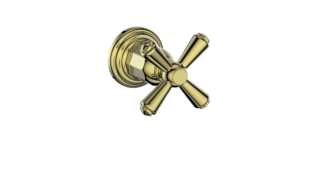 Vogt Carinthia On/Off Volume Control Valve Trim in Brushed Gold with Cross Handle – TM.C3.01.BG