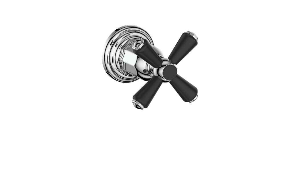 Vogt Carinthia On/Off Volume Control Valve Trim in Chrome & Matte Black with Cross Handle – TM.C3.01.CB
