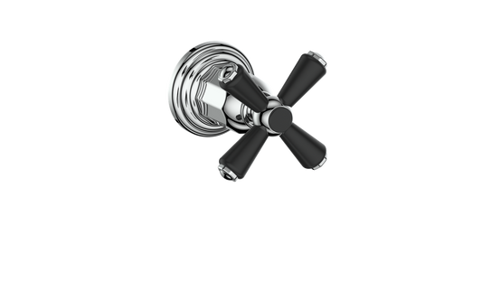 Vogt Carinthia On/Off Volume Control Valve Trim in Chrome & Matte Black with Cross Handle – TM.C3.01.CB