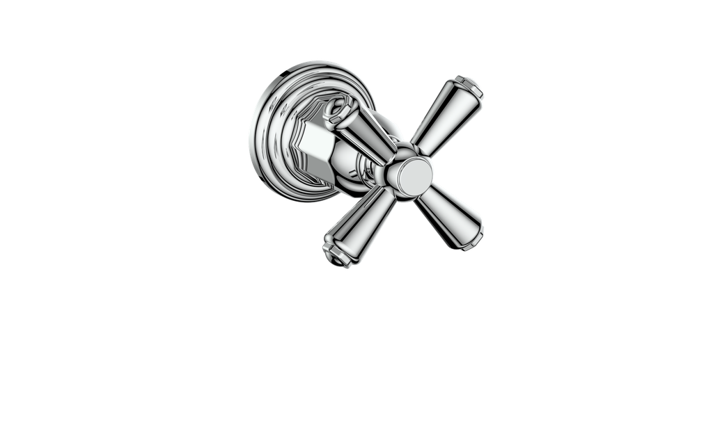 Vogt Carinthia On/Off Volume Control Valve Trim in Polished Chrome with Cross Handle – TM.C3.01.CC
