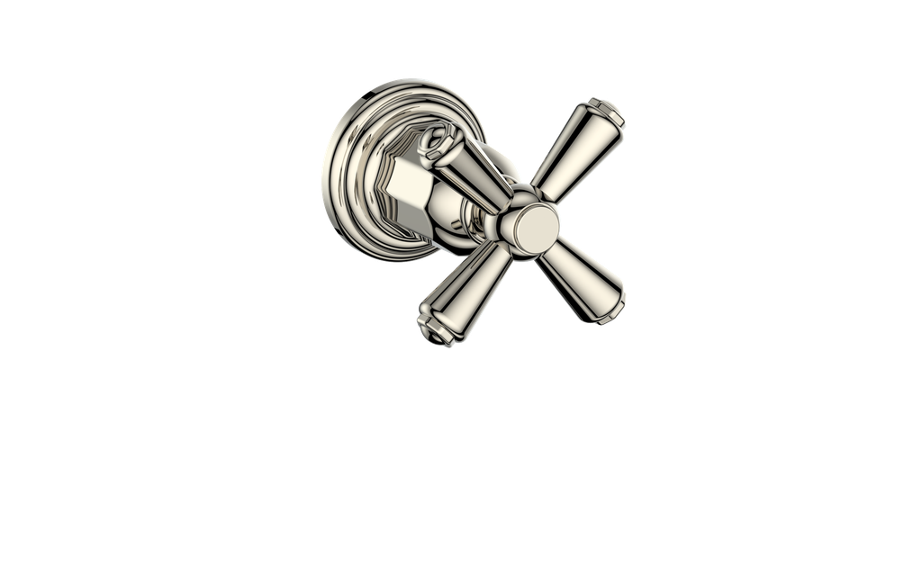 Vogt Carinthia On/Off Volume Control Valve Trim in Polished Nickel with Cross Handle – TM.C3.01.PN