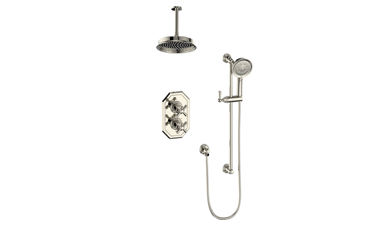 Vogt Carinthia 2-Way Thermostatic Shower System Trim in Polished Nickel with Cross Handle – TM.C3.220.216.PN