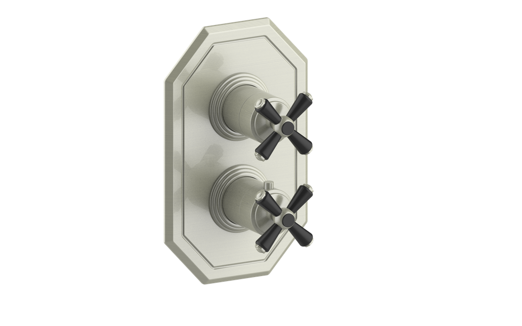 Vogt Carinthia 2-Way Thermostatic Valve Trim in Brushed Nickel & Matte Black with Cross Handle – TM.C3.220.BB