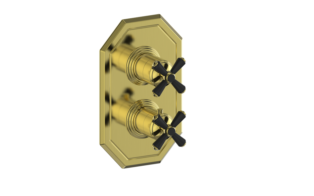 Vogt Carinthia 2-Way Thermostatic Valve Trim in Brushed Gold & Matte Black with Cross Handle – TM.C3.220.BGB