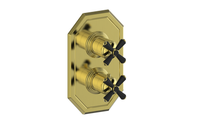 Vogt Carinthia 2-Way Thermostatic Valve Trim in Brushed Gold & Matte Black with Cross Handle – TM.C3.220.BGB
