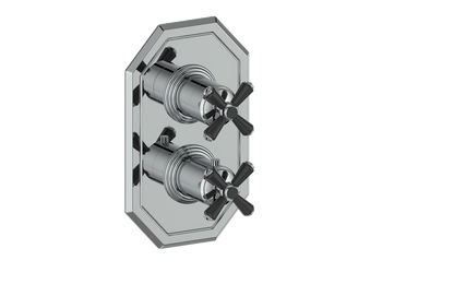 Vogt Carinthia 2-Way Thermostatic Valve Trim in Chrome & Matte Black with Cross Handle – TM.C3.220.CB